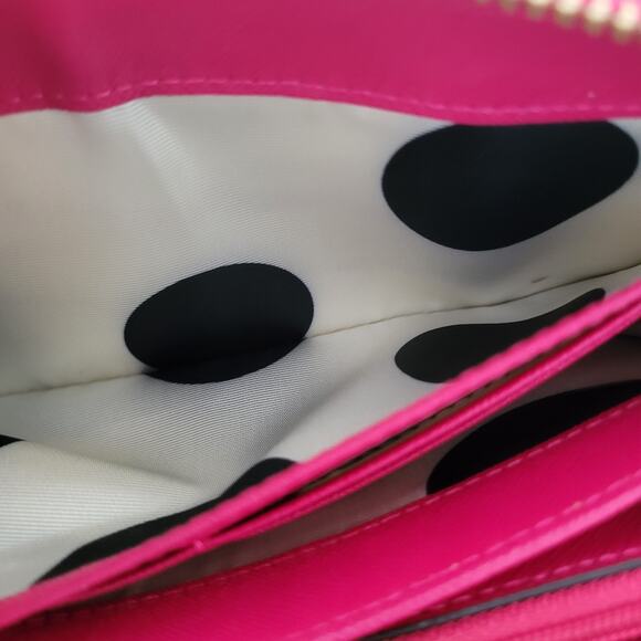 Kate Spade Wallet Clutch Accordion Geniue Cow Saffiano Leather Zip Around Pink - Picture 7 of 13
